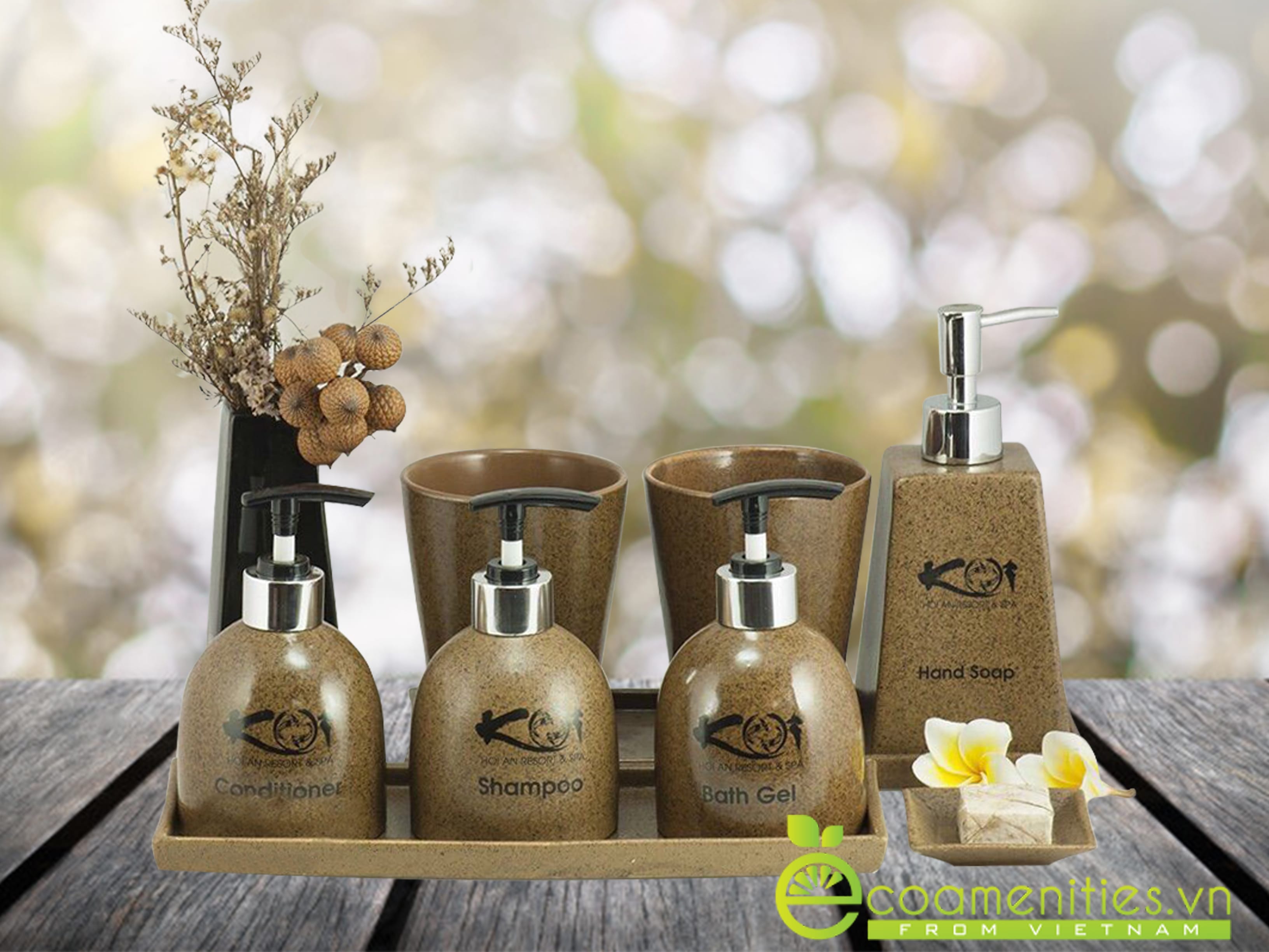 Bình đựng xà phòng gốm sứ - Bình đựng dầu gội sữa tắm dầu xả khách sạn