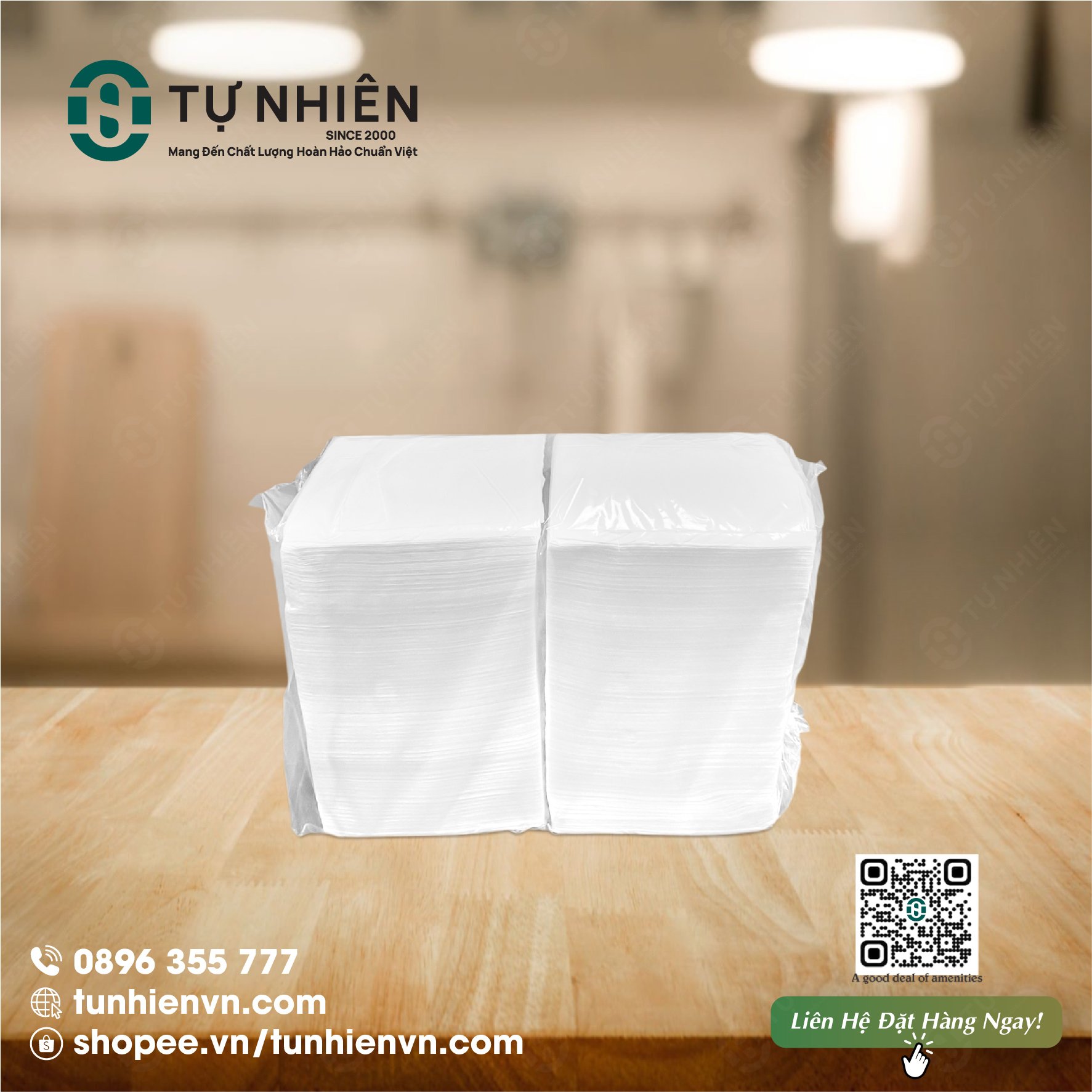 RUỘT KHĂN GIẤY VUÔNG 10x10cm HOTEL TISSUE