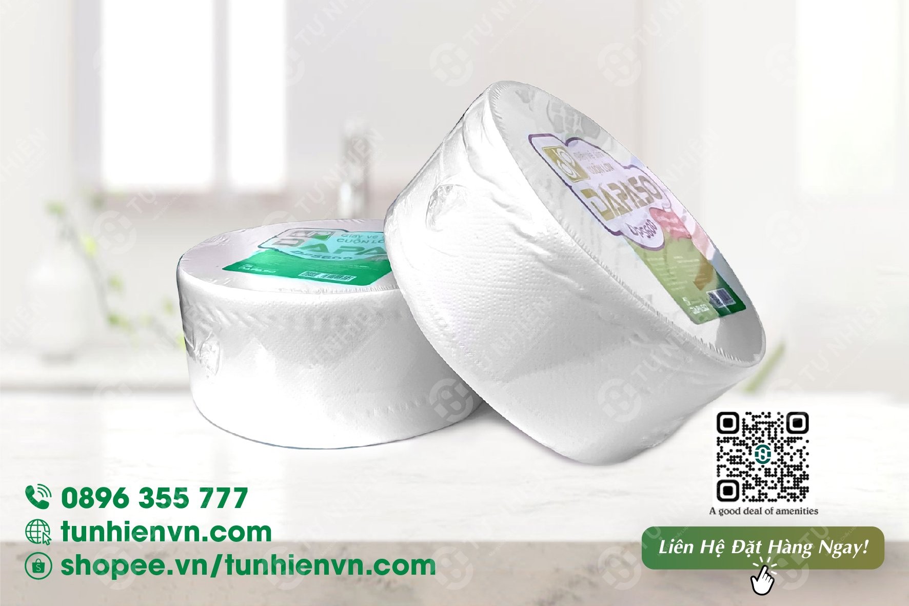 Giấy Vệ Sinh Cuộn Lớn DAPASO 600g - Giải Pháp Tiết Kiệm 30% Cho Khách Sạn & Nhà Hàng
