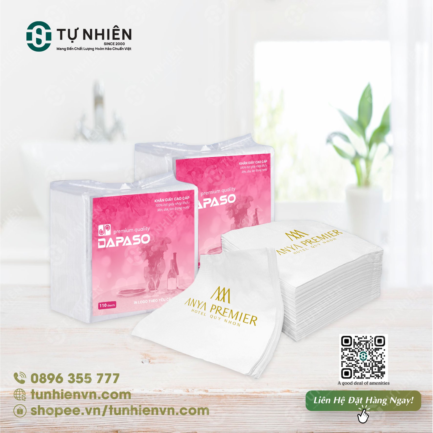 Khăn NAPKIN 24*24 in Logo miễn phí