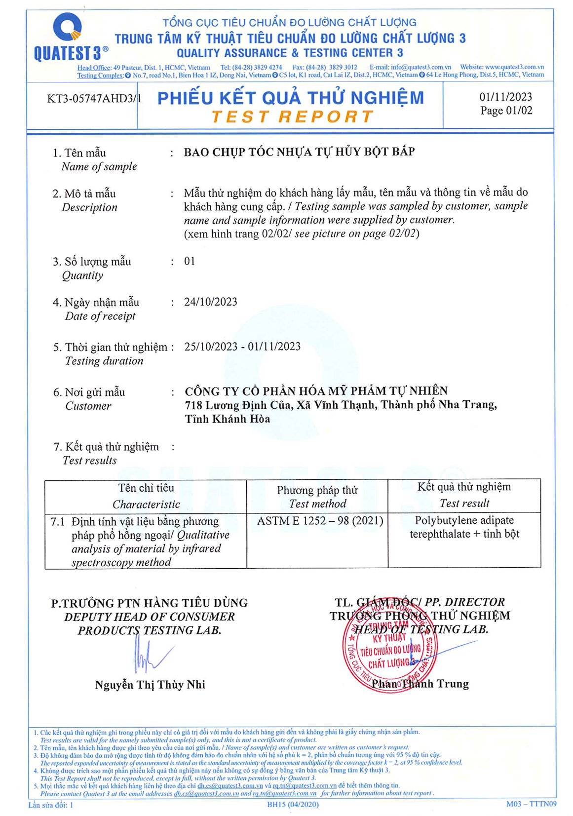 BAO TRÙM TÓC HỦY SINH HỌC HOÀN TOÀN